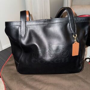 Coach Black and Tan Leather Tote
